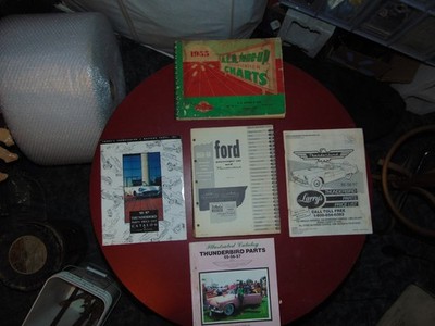 1955-56 FORD THUNDERBIRD MANUAL,1955 A.E.A.TUNE-UP CHARTS & 3 PARTS PRICE LIST