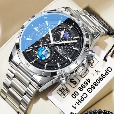 MARK FAIRWHALE Men Starlit Sky Chronograph Multifunction Moon Phase Quartz Watch