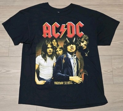 AC/DC T-Shirt Highway To Hell Mens Size Large Gildan Tag ACDC Picture Portrait