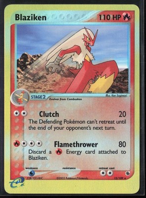 Blaziken 15/109 EX Ruby Sapphire 2003 Reverse Holo E-Reader Vintage Pokémon Card