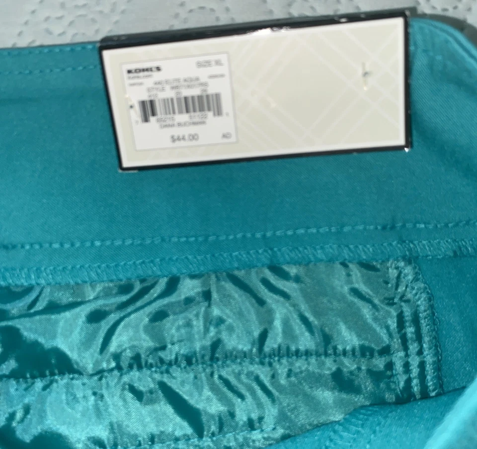 Bermudas elásticas Dana Buchman XL para mujer 11" Elite Aqua tiro medio chino nuevas con etiquetas Foto 4 de 4