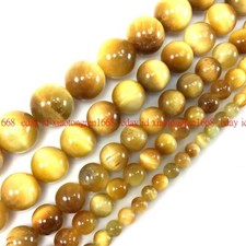 Gemstone Gold Natural Tiger Eye Round Loose Beads 15" Strand 4 6mm 8mm 10mm 12mm