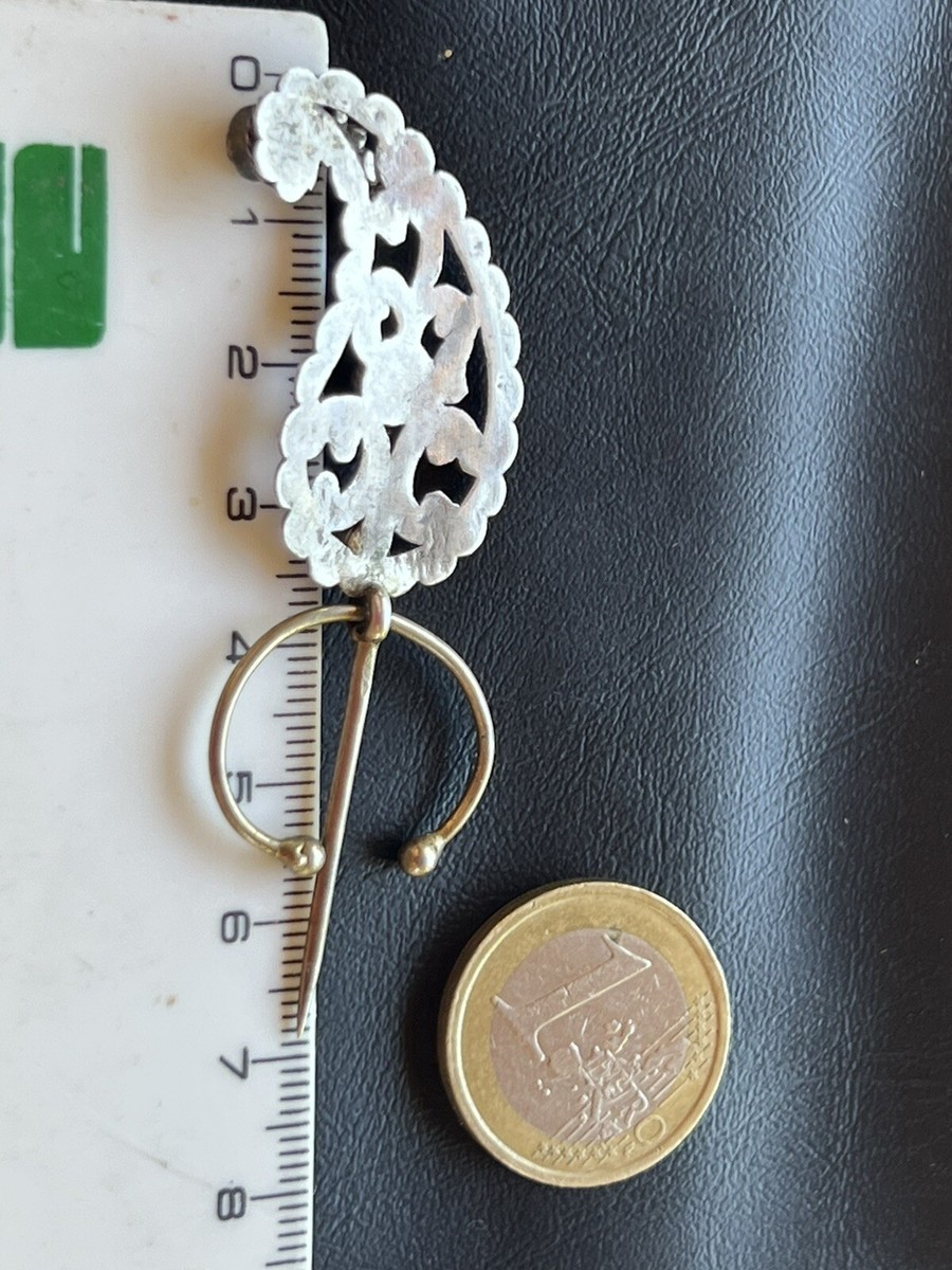 Fibule Vintage En Argent Massif 925 - Sertie De Grenats - Bijou Ethnique