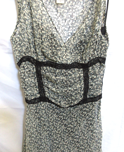Studio M Womens Sleeveless Black & White Flowing Dress 100% Silk Size XS GUC - Picture 2 of 5