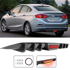 Carbon Rear Bumper Diffuser Splitter Trim w/ Led Light For Chevy Cruze 2010-2019