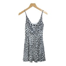 Express Mini Dress Leopard Print Sleeveless V-Neck White Black Size XS
