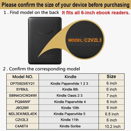 PU Leather Universal Protective Case for Kindle 10/11th Home Office - Picture 2 of 19