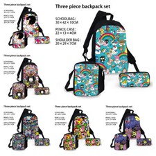 3pcs Tokidoki Anime School Backpack Set Shoulder Bags Pencil Case Bag Student