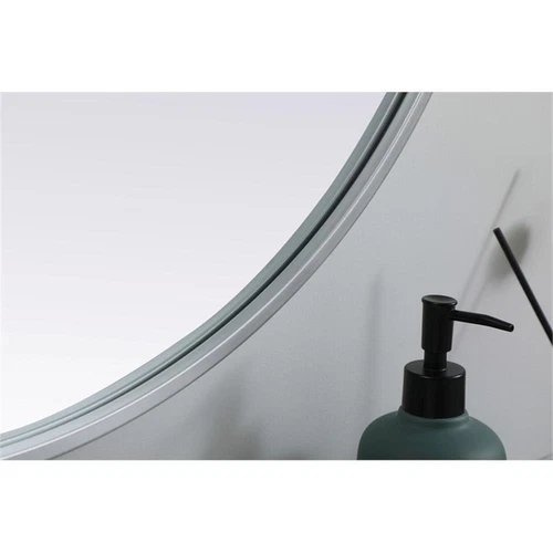 Elegant Decor Asha 27x36" Oval Modern MDF Wood/Iron Mirror in Silver - Picture 8 of 11