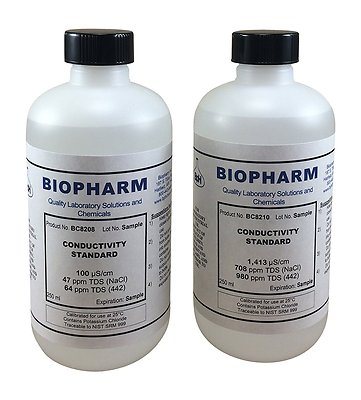 Conductivity 2-point Calibration Standard 2-Pack 8oz each 100 uS and 1413 uS