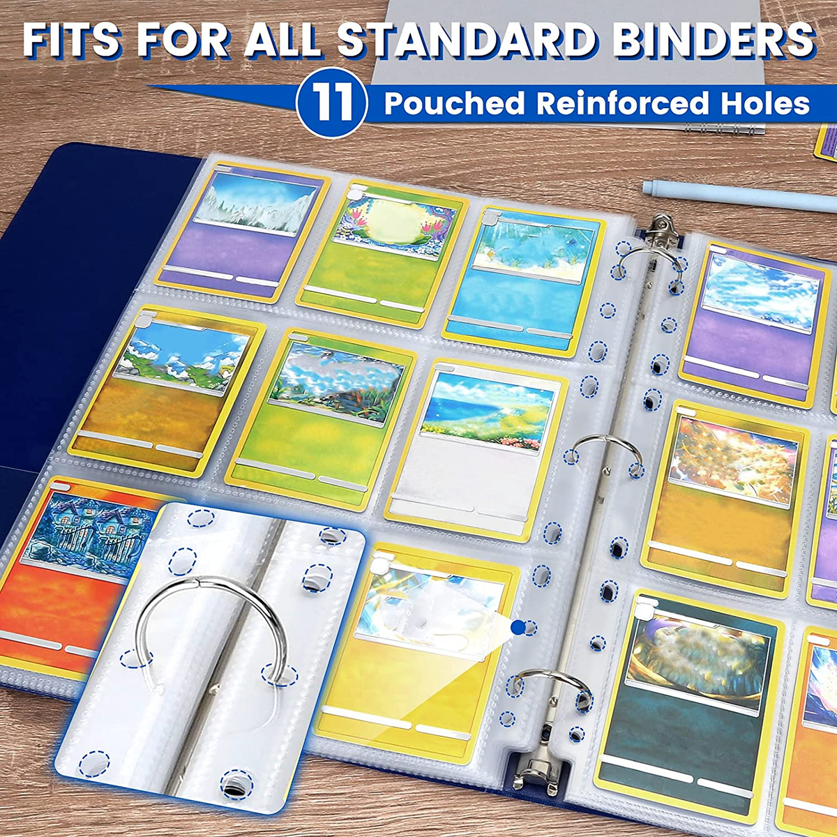 Trading Card Sleeves 540-Pack Baseball Card Sleeves & Binder Sheets 3-Ring Ready Clear PP Standard Size Holders Trading Card Sleeves 540-Pack Baseball Card Sleeves & Binder Sheets 3-Ring Ready Clear PP Standard Size Holders