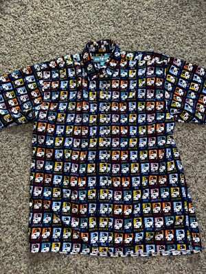 Big Dogs Shirt Button Up Mens Fearless Big Shot Medium Art Work All Over Print