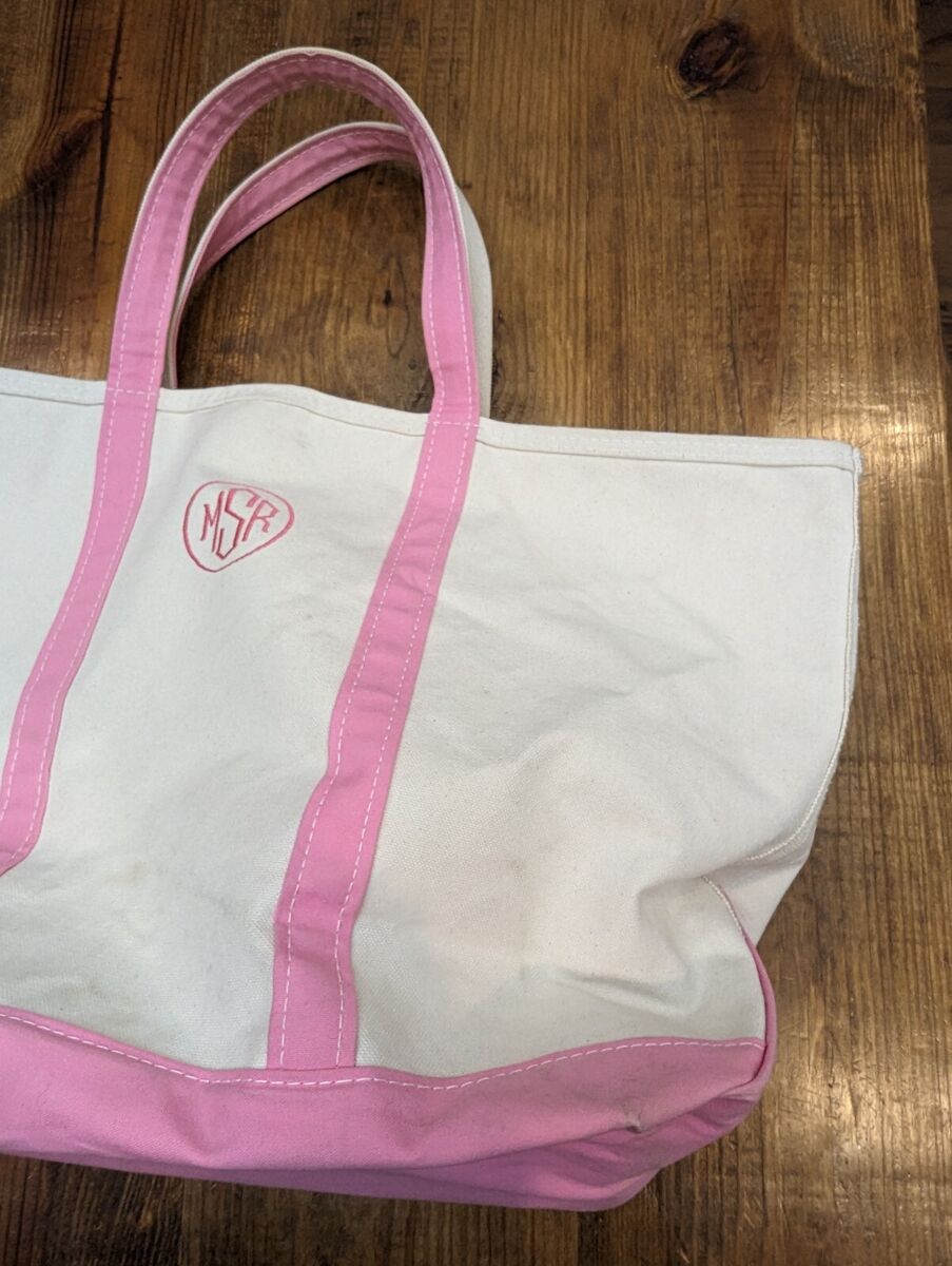 Vintage LL Bean Boat And Tote Bag Pink Monogrammed Made In Vintage LL Bean Boat And Tote Bag Pink Monogrammed Made In