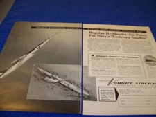 1957 VOUGHT  REGULUS II MISSILE "MASSIVE AIR POWER.."..2-PAGE SALES AD..(879GG)