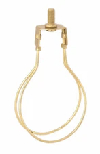 Brass Plated Metal Clip-On Lamp Shade Adapter - Fits Std Bulb (No Harp Needed)