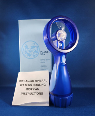 Avon Planet Spa Fan Icelandic Mineral Waters Cooling Misting Blue Battery NOS