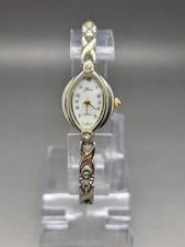Geneva Mother of Pearl White Stones Silver Tone Womans Quartz Wrist Watch