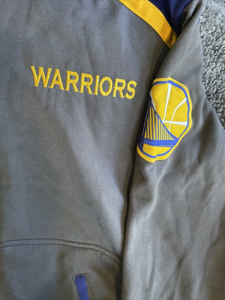 Golden State Warriors Full Zip Warm Up Jacket Youth Size Medium NBA Majestic - Image 2 of 4