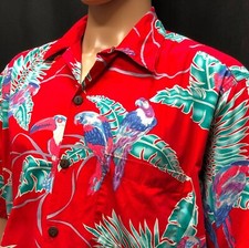 Go Barefoot Hawaiian Shirt Mens XL Birds Parrot Toucan Made in USA