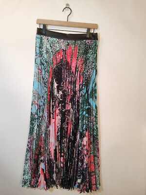 Christopher Kane Womens Mindscape Pleated Calf Print Midi Skirt Size 6