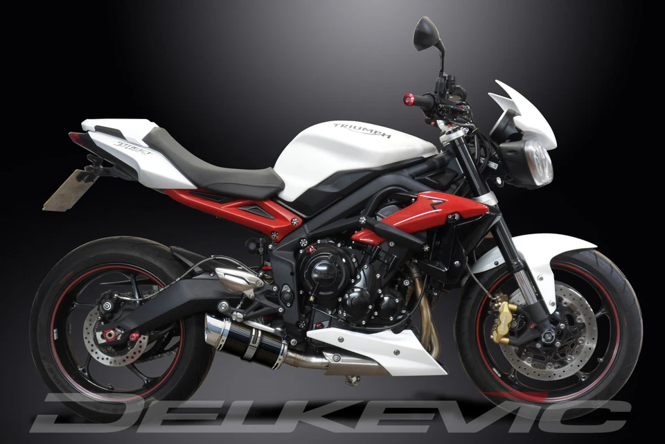 Silenciador de carbono redondo Triumph Street Triple 675 675R 13-16 escape completo 3-1 8" Foto 3 de 4