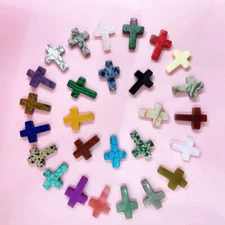 50pcs Natural Quartz Healing Crystal cross Gemstone for home decor 18x25mm