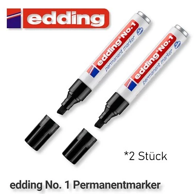 Edding No 1 Nr 1 schwarz Permanent Marker Stift wasserfest 2 Stück