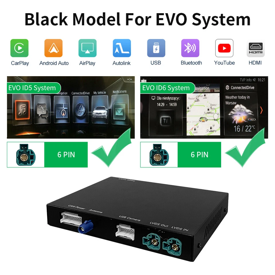 Para BMW X1 F48 X5 F15 F85 F16 F86 EVO Inalámbrico CarPlay Android Kit de Reequipamiento Automático Foto 4 de 4