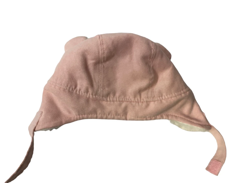 Antiguo Sombrero de Invierno Infantil Azul Marino Rosa con Correa, Orejas y Piel Sintética Usado en Excelente Condición Foto 2 de 4