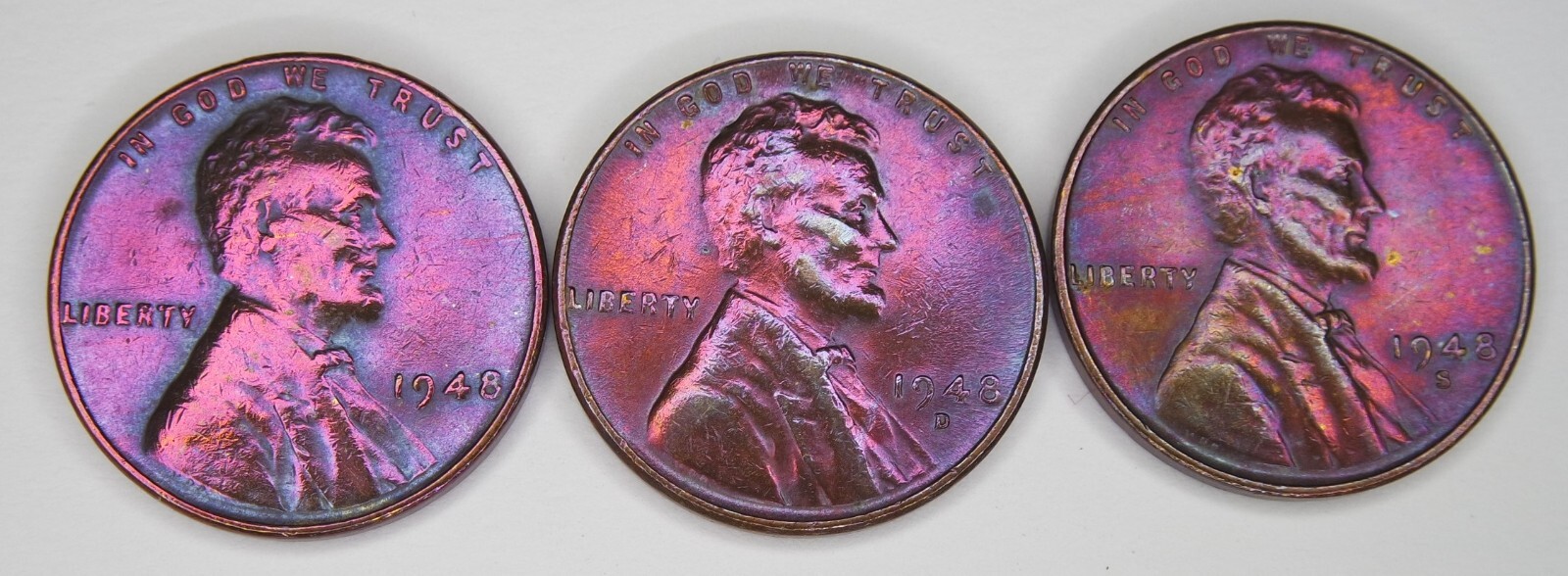 1948 P D S Lincoln Cent Wheat Penny Set **Beautiful Vintage Coin**