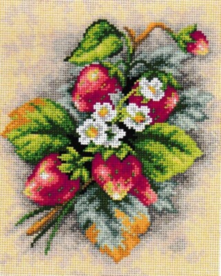 Printed Canvas for Cross Stitch Tapestry Gobelin  Orchidea ''Strawberries'' 2568H