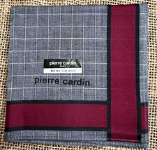 MED HANDKERCHIEF GRAY CHECKS RED PINSTRIPED ART CLASSIC COTTON POCKET SQUARE 18"