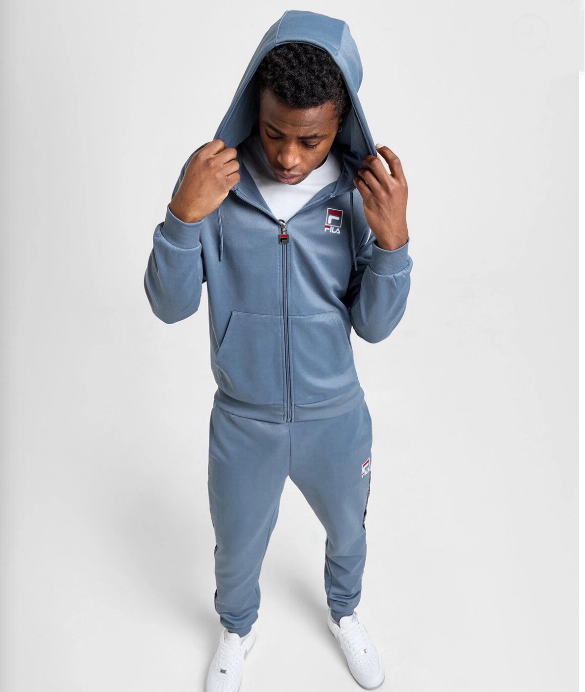 Felpa con cappuccio e zip intera FILA Deon Tape (taglia M) uomo *NUOVA CON ETICHETTE*