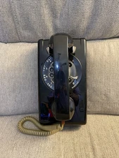 VTG ITT Wall Mount Black Rotary Dial Telephone NE 228A Northern Telecom WORKS! 