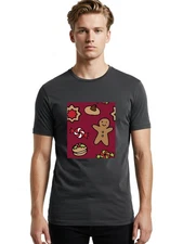 Gingerbread-Man Mens Graphic Tee, 100% Cotton, Casual Summer Wear