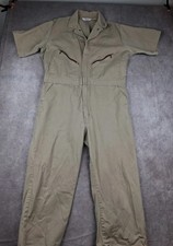 Vintage Walls Coveralls Mens 44 Khaki Short Sleeve Jumpsuit Made USA Hot Weather