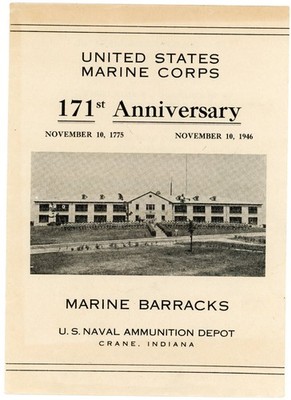 1946 U.S. Marine Corps Barracks Naval Ammo Depot Menu Crane, IN #KR