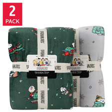 Peanuts Printed VelvetLoft Throw, Holiday 2-pack Size 60 X 70