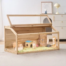 VEVOR Wooden Hamster Cage Habitat 48 in Clear Mice Rodents Small Animals Cage