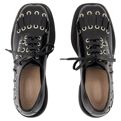 Simone Rocha Black Leather Heart Toe Platform Brogues Women's Size