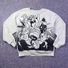 Looney Tunes Sweatshirt Women's Sz L Green Taz/Bugs/Daffy/Coyote/Marvin Pullover