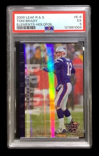 2006 leaf certified #E6 tom brady; blue elements SP holofoil PSA 5  (POP 1, 0)