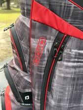 OGIO Shredder Golf Cart Bag 15 Way Uniter Club Management System Red Raincover