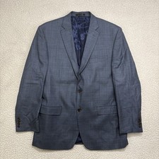Lauren Ralph Lauren Blazer 42R Blue Windowpane Single Vent Silk Wool Blend