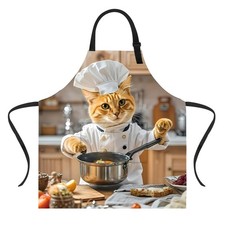 Funny Cat Apron With 2 Pockets Waterproof Kitchen Garden Decor Men Women