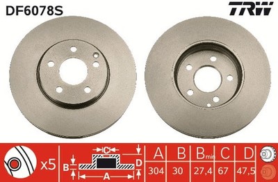 2x TRW DF6078S Bremsscheibe für Mercedes-Benz