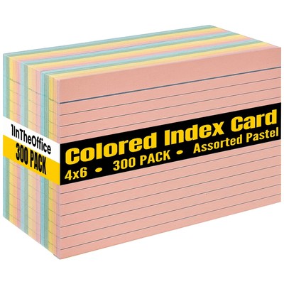 Index Cards 4X6 Ruled Pastel Colored Index Cards Assorted 300/Pac