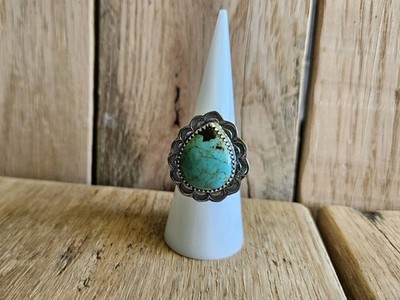Sterling Silver Ring with Natural Royston Turquoise - Adjustable Band