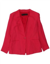 Zara Damen 1 Knopf Blazer Jacke UK 16 Large Rosa Baumwolle YH22