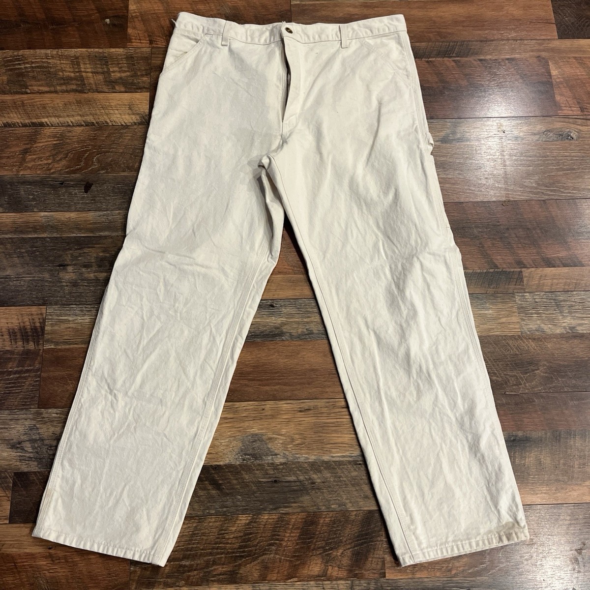 Carhartt White Drill Pants Vtg Made In USA Painters Dungarees